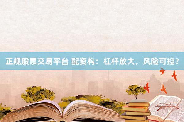 正规股票交易平台 配资构：杠杆放大，风险可控？