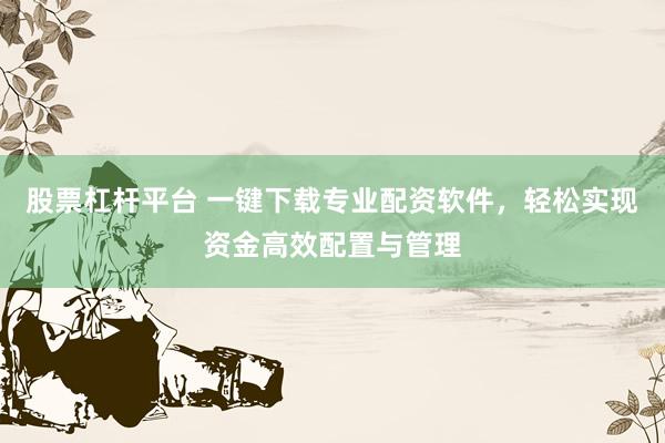 股票杠杆平台 一键下载专业配资软件，轻松实现资金高效配置与管理