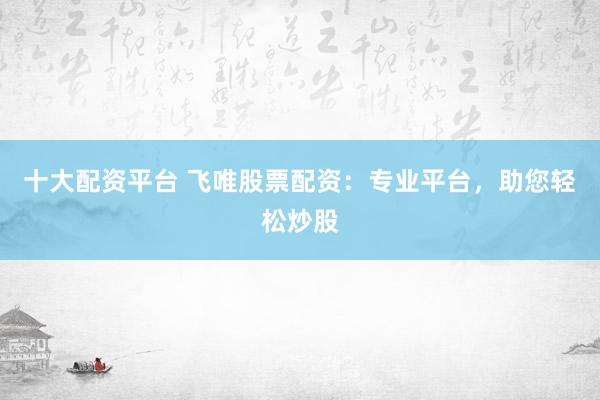 十大配资平台 飞唯股票配资：专业平台，助您轻松炒股