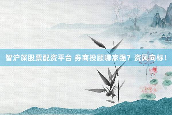 智沪深股票配资平台 券商投顾哪家强？资风向标！